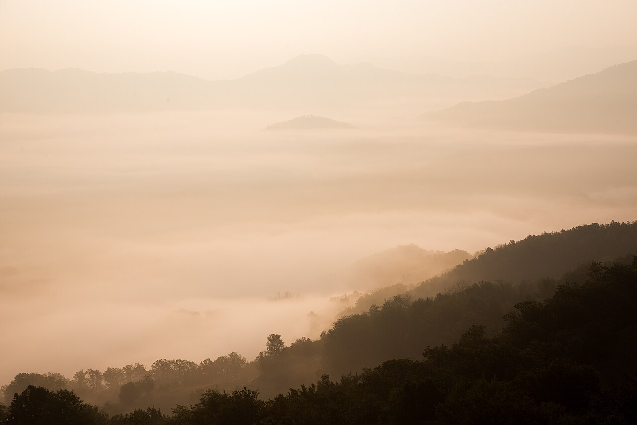 Misty sunrise hills