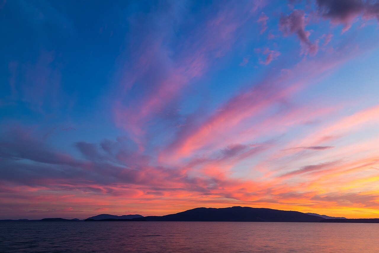 Vivid sunset over lake